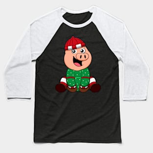 Winter Piglet Christmas Farmer Pig Baseball T-Shirt